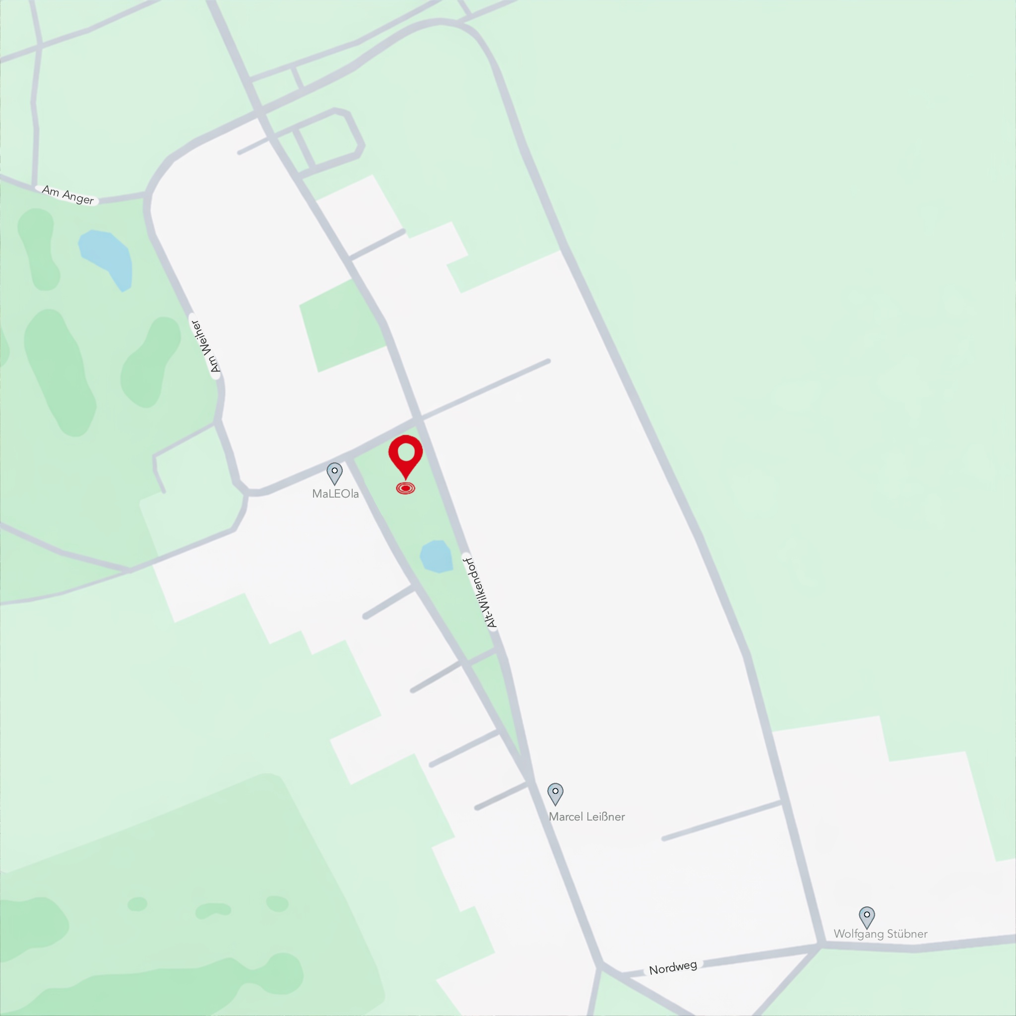 Anfahrtskarte zum Dorffest Wilkendorf mit Parkplätzen, Festwiese und Wegbeschreibung